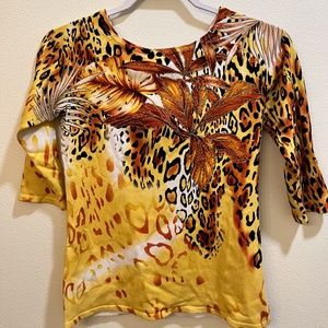 Boston Proper leopard print sweater with beads